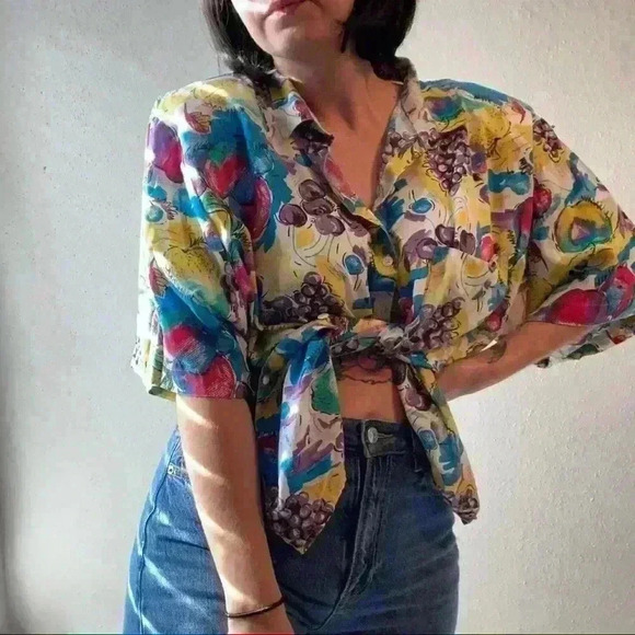 Vintage 90s novelty fruit print‎ button up - Picture 5 of 15